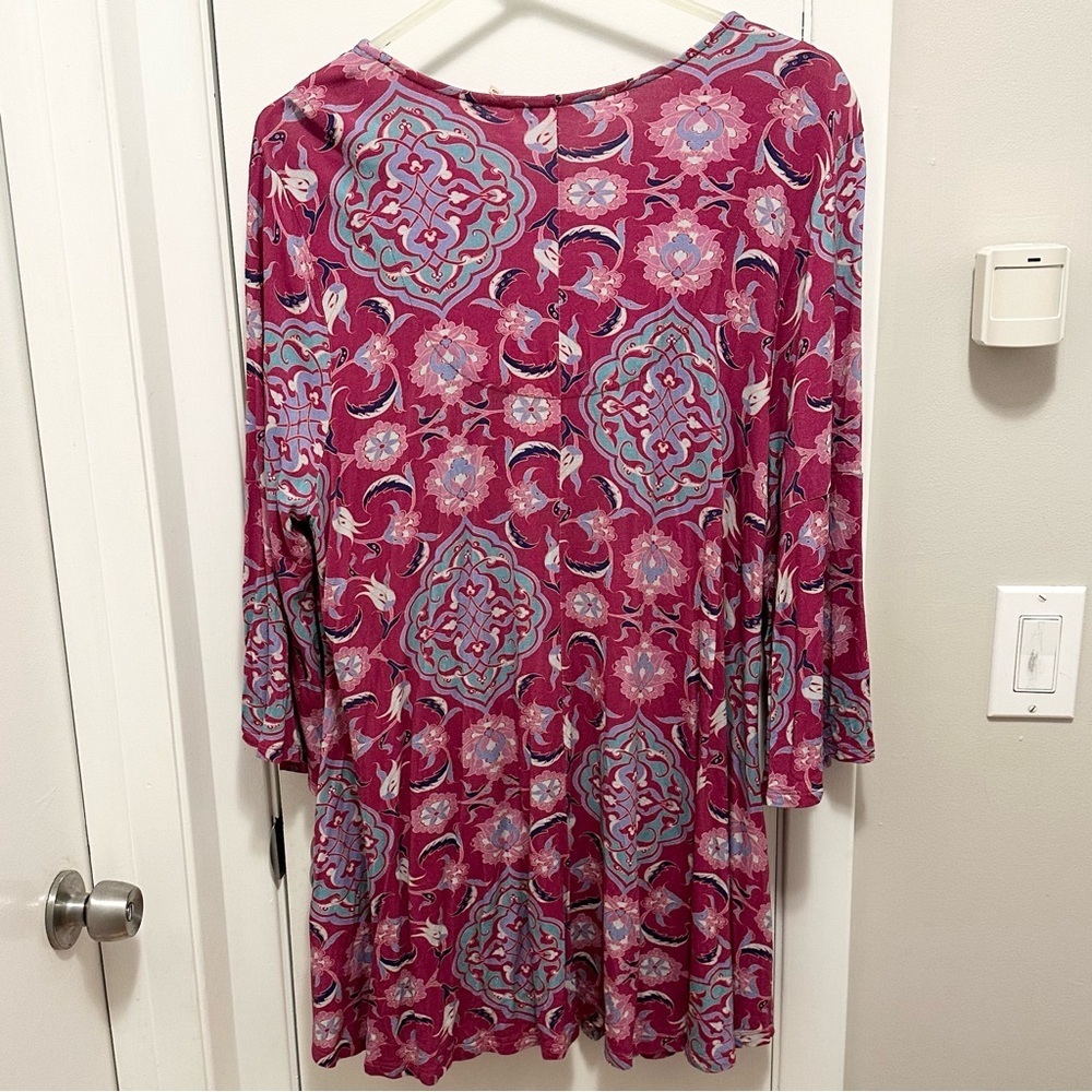 Soft Surroundings Tunic Top Aili Floral Magenta Embroidered Women 1X Plus Boho - Picture 4 of 7
